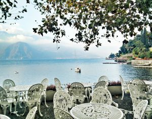View of Lake Como from a gastro bar - - North Italy